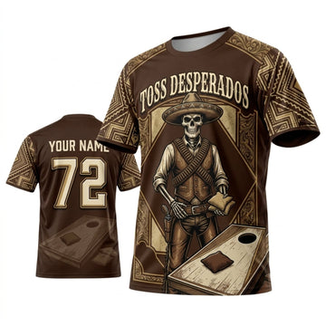 Maxcorners Cornhole Toss Desperados Brown Outlaw Cowboy Personalized Name 3D Unisex Shirt