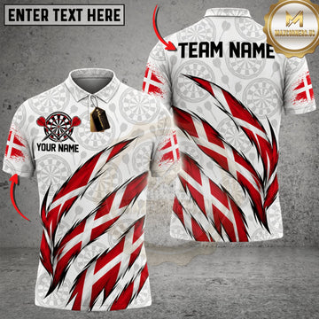 Maxcorners Darts Denmark Flag Sharp Eagle Claw Strike Personalized Name 3D Unisex Shirt