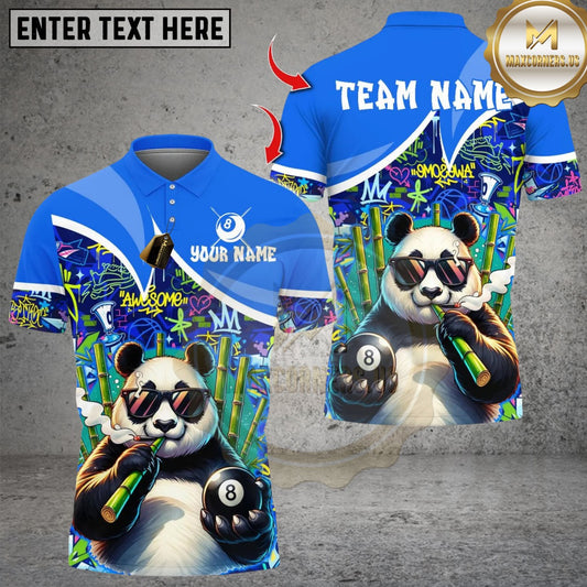 Maxcorners Billiards Cute Panda 8 Ball Multicolor Customized Name, Team Name 3D Shirt