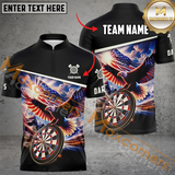 Maxcorners Darts Thunder Eagle USA Flag Customized Name, Team Name 3D Polo Shirt