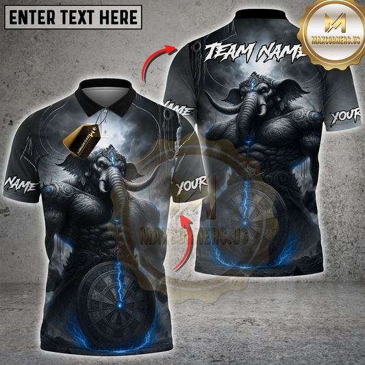Maxcorners Darts War Elephant Electric Multicolor Customized Name, Team Name 3D Shirts