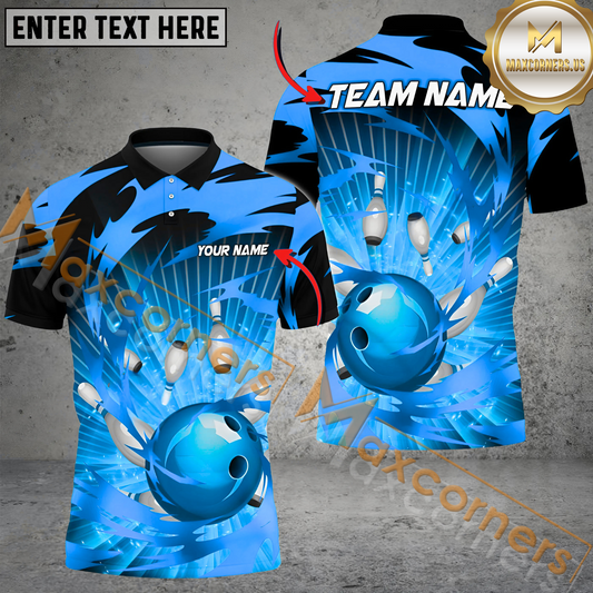 Maxcorners Tornado Throw Bowling Jersey Multicolor Option Customized Name, Team Name 3D Polo Shirt