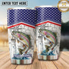 Maxcorners Fishing Tumbler Patriotic Flag Technical Blueprint Design Personalized Name Tumbler (13 Species)