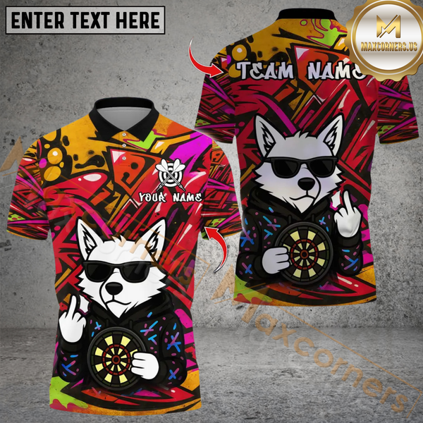 Maxcorners Graffiti Wolf Darts Multicolor Customized Name, Team Name 3D Shirts