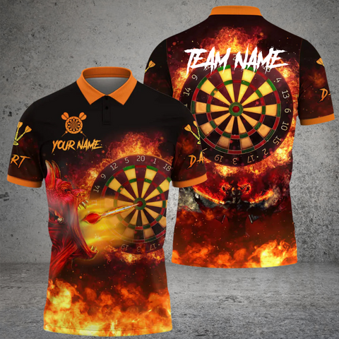 Maxcorners Darts Skull Mutilcolor Options Personalized Name, Team Name 3D Polo Shirt