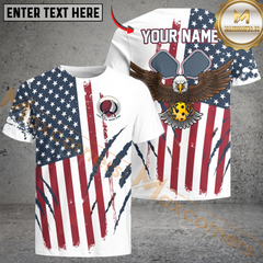 Maxcorners Eagle Scratches American Flag Pickleball Personalized Name, Team Name Unisex Shirt