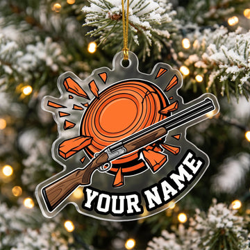 Maxcorners Clay Shooting Shotgun And Clay Target Sports Badge Customized Name 3D Keychain And Ornament