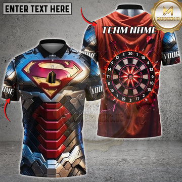 Maxcorners Darts Red Gold Mechanical Armor Red Dartboard Personalized Name 3D Unisex Shirt