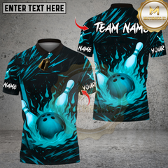 Maxcorners Bowling Flame Multicolor Customized Name, Team Name 3D Shirts 656