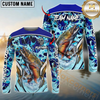 Maxcorners Fishing Blue Fiction Sea Custom Name & Team Name 3D Shirts