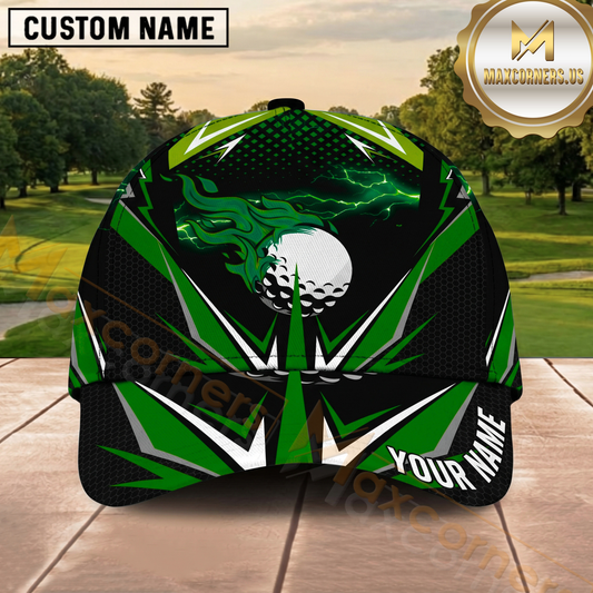 Maxcorners Golf Green Abstract Lines Personalized Cap