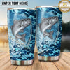 Maxcorners Fishing Tumbler Blue Digital Camouflage Design Personalized Name Tumbler (13 Species)