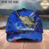 Maxcorners Fishing Blue Swirl Water Splash Personalized Name 3D Cap (12 Fish Species)