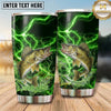 Maxcorners Fishing Tumbler Black Neon Green Thunder Design Personalized Name Tumbler (13 Species)
