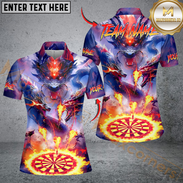 Maxcorners Dragon Inferno Darts Personalized Name, Team Name 3D Shirt For Women