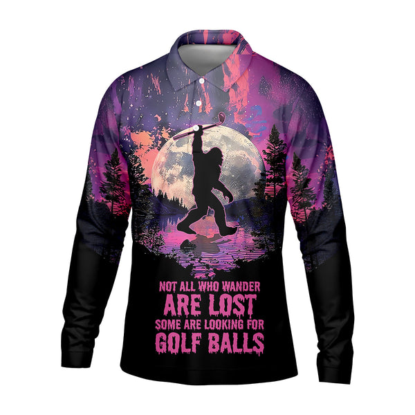 Maxcorners Not All Who Wander Are Lost Bigfoot Custom Men's Golf Polo Shirt, Funny Golf Shirt, Gift For Golfers