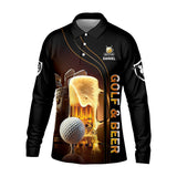 Maxcorners Golf And Beer Custom Men's Golf Polo Shirt, Funny Golf Shirt, Gift For Golfers