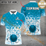 Maxcorners Bowling Ball & Pins Ink Color Pattern Multicolor Option Customized Name, Team Name 3D Polo Shirt