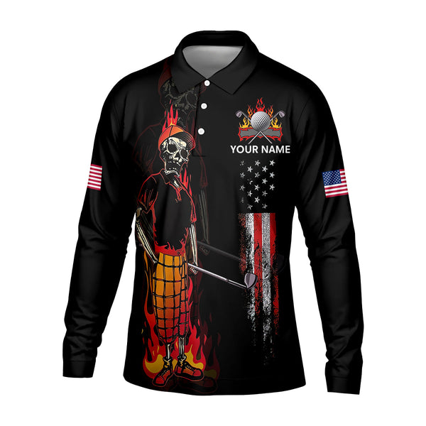 Maxcorners Custom Skull Golf Polo Shirt, Mens Golf Gift, Funny Golf Shirt