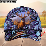 Maxcorners Deer Hunting USA Flag Crack Camouflage Pattern Multicolor Personalized Name 3D Cap