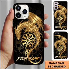 Maxcorners Darts Phonecase Golden Dragon Dartboard Swirl Design Personalized Name 3D Phone Case