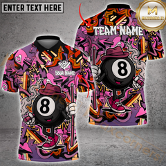 Maxcorners Billiard Ball 8 Pool Graffiti Pattern Multicolor Options Personalized Name, Team Name 3D Polo Shirt
