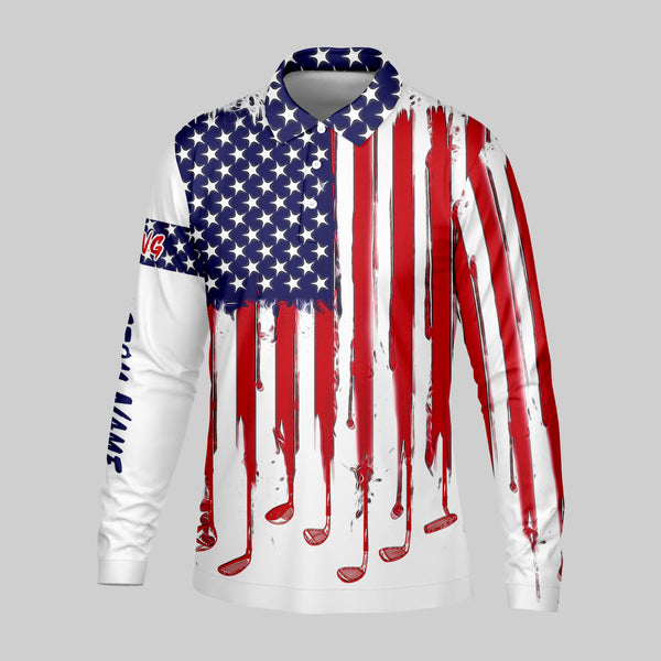 Maxcorners American Flag Custom Golf Polo Shirt, Funny Golf Shirt, Gift For Golfers