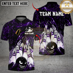 Maxcorners Bowling Angry Ball vs Screaming Pins Multicolor Customized Name, Team Name 3D Shirts