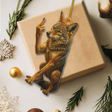 Maxcorners Personalized Funny Coyote Fukin' Finger Hunting Acrylic Christmas Ornament - Custom Gift for Hunters LM0411
