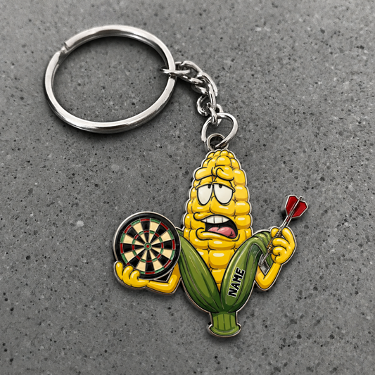 Maxcorners Darts Dizzy Corn Cob Personalized Name 3D Keychain And Ornament