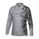 Maxcorners Strike Grey Tribal Tattoo Custom Men's Golf Polo Shirt, Funny Golf Shirt, Dad Golf Gift