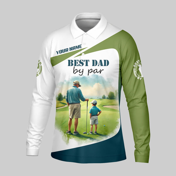 Maxcorners Custom Best Dad By Par Golf Polo Shirt, Father And Son Shirt, Gift For Golfers