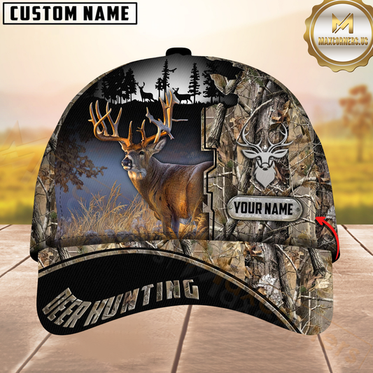 Maxcorners Hunting Deer Camouflage Multicolor Personalized Name 3D Cap