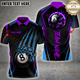Maxcorners Billiard 8 Ball Fire Claws Scratch Multicolor Personalized Name, Team Name 3D Shirt