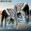 Maxcorners Strpied Bass Fishing Skin Water Personalized Name, Team Name 3D Long Sleeve Shirt