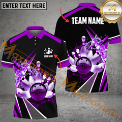 Maxcorners Ball And Pins Layer Bowling Jersey Multicolor Option Customized Name, Team Name 3D Polo Shirt