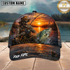 Maxcorners Fishing Skull Angler Sunset Lake Personalized 3D Cap