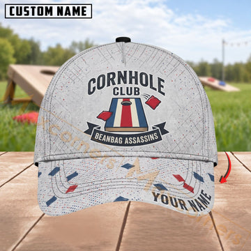 Maxcorners Cornhole Club Beanbag Assassins Design Personalized Name 3D Cap