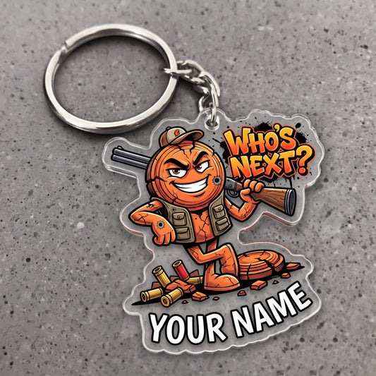 Maxcorners Clay Shooting Who's Next Angry Clay Target Customized Name 3D Keychain And Ornament