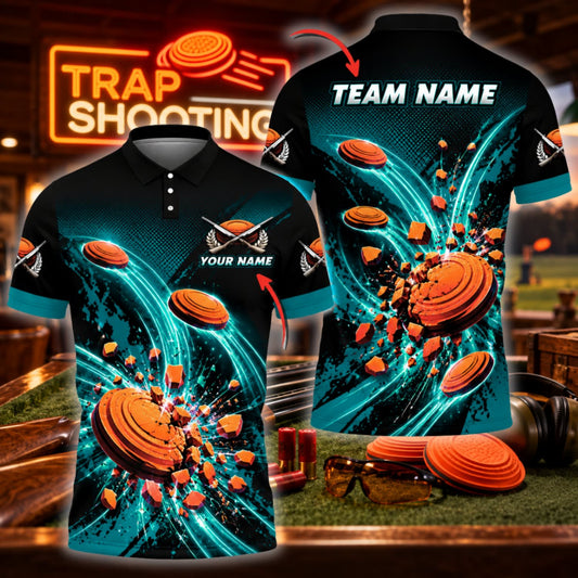 ( 6 Colors ) Maxcorners Trap Clay Shooting Explosive Clay Targets & Dynamic Splash Multicolor Customized Name, Team Name 3D Shirts