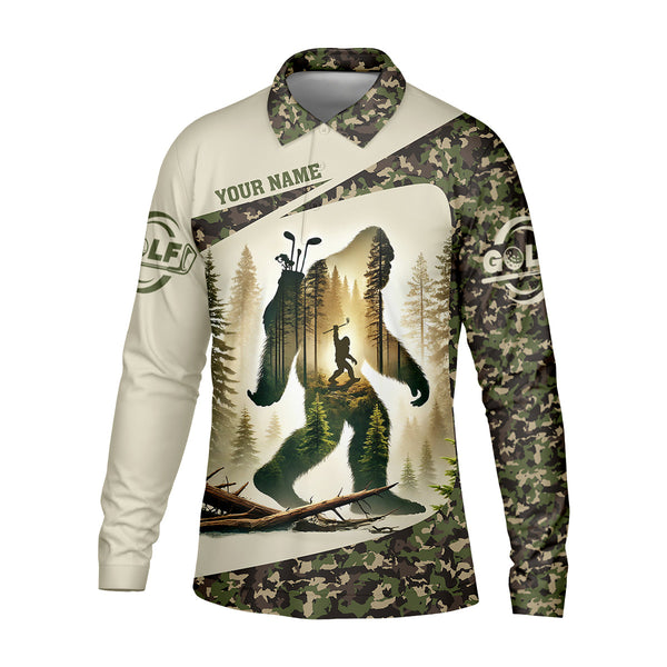 Maxcorners Not All Who Wander Are Lost Bigfoot Custom Men's Golf Polo Shirt, Golfing Apparel, Golf Gifts For Men