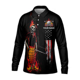 Maxcorners Custom Flaming Skeleton Men's Golf Polo Shirt, Mens Golf Gift, Funny Golf Shirt
