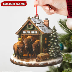 Maxcorners Personalized Acrylic Bison Christmas Ornament - Custom Buffalo Barn Holiday Decor LM0110
