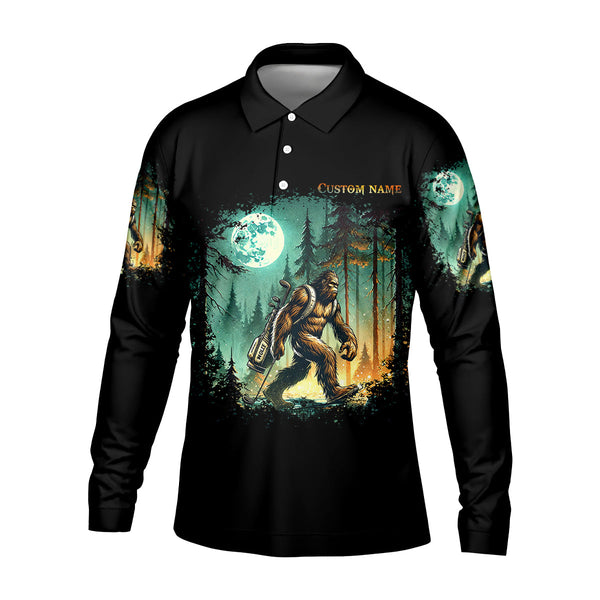 Maxcorners Not All Who Wander Are Lost Custom Bigfoot Men's Golf Polo Shirt, Funny Golf Shirt, Dad Golf Gift