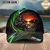 Maxcorners Fishing Skull Angler Green Wave Personalized 3D Cap
