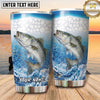 Maxcorners Fishing Tumbler White Aqua Hexagon Splash Design Personalized Name Tumbler (13 Species)