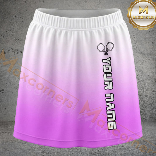 Maxcorners Pickleball Pink Purple Gradient Paddle Personalized 3D Skort, Skirts With Shorts