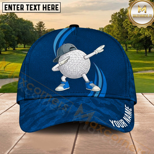 Maxcorners Golf Dabbing Golf Ball Cartoon Dynamic Stripe Personalized Name 3D Classic Cap