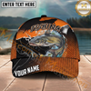 Maxcorners Fishing Orange Black Halftone Water Splash Personalized Name 3D Cap (12 Fish Species)