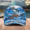Maxcorners Fishing Ocean Anchor Wave Personalized Name 3D Cap (12 Fish Species)